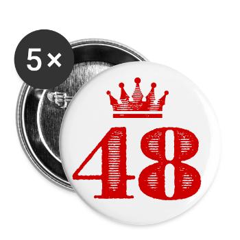 48 Zahl Krone - Buttons groß 56 mm (5er Pack) - Weiß - Vorne