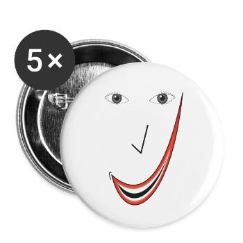 Feines Lächeln B03. - Buttons groß 56 mm (5er Pack) - Weiß - Vorne