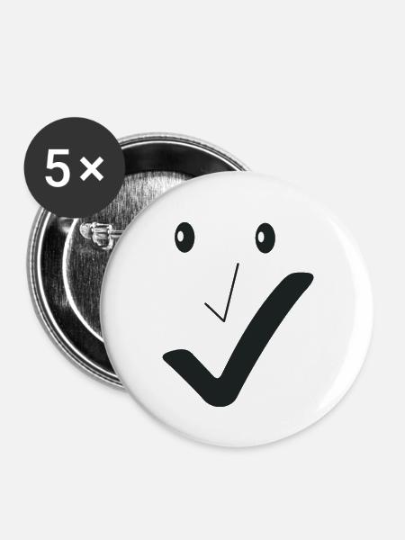 Feines Lächeln - Feines Gesicht 01. - Buttons groß 56 mm (5er Pack) - Weiß