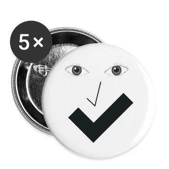 Feines Lächeln Feines Gesicht B01. - Buttons groß 56 mm (5er Pack) - Weiß - Vorne