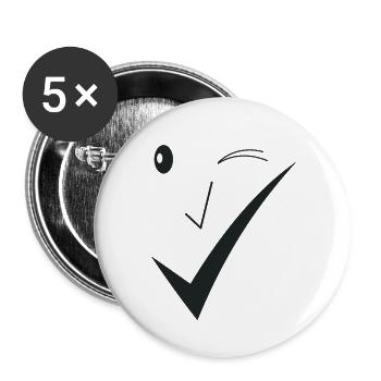 Feines Lächeln - Feines Gesicht D01. - Buttons groß 56 mm (5er Pack) - Weiß - Vorne