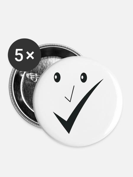 Feines Lächeln - Feines Gesicht D01. - Buttons groß 56 mm (5er Pack) - Weiß