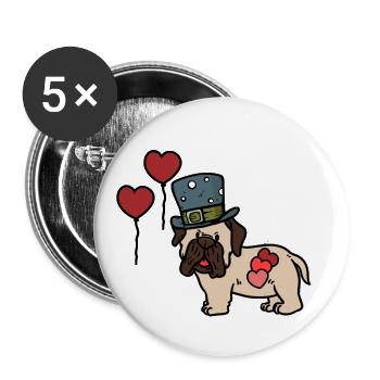 Pug Children School Birthday Gift Dogs - Buttons large 2.2''/56 mm (5-pack) - white - Front