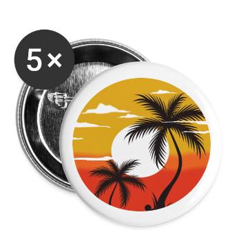 Sonnenuntergang , Sonnenaufgang, Strang Retro - Buttons groß 56 mm (5er Pack) - Weiß - Vorne