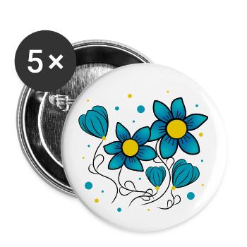 Blumenmuster Blumenranke Blume blumig floral - Buttons groß 56 mm (5er Pack) - Weiß - Vorne