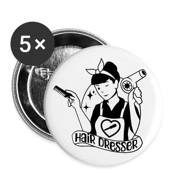 Hair dresser Friseur Haarstylist Geschenkidee - Buttons groß 56 mm (5er Pack) - Weiß - Vorne