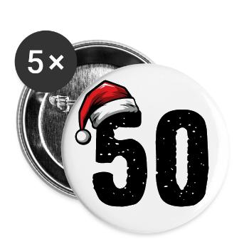 50 Numéro de Noël - Lot de 5 grands badges (56 mm) - blanc - Devant