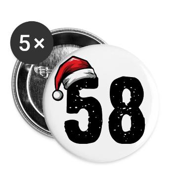 58 Numéro Noël - Lot de 5 grands badges (56 mm) - blanc - Devant