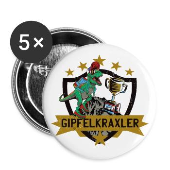 Dino - Gipfelkraxler - Pokal - Wandern mit Kindern - Buttons groß 56 mm (5er Pack) - Weiß - Vorne