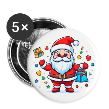 Pouce levé Père Noël - Lot de 5 grands badges (56 mm) - blanc - Devant
