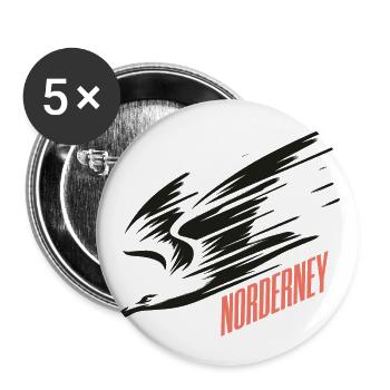 Norderney Sturzflug Tiefflieger Möwe Urlaub T-Shir - Buttons groß 56 mm (5er Pack) - Weiß - Vorne