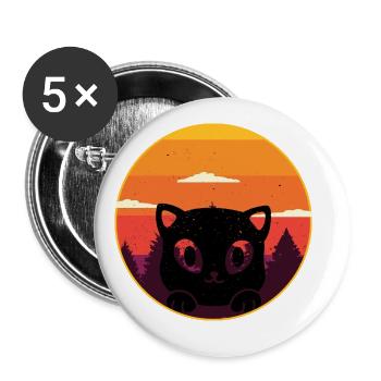 Cat Cats 80s Retro Vintage 90s - Buttons large 2.2''/56 mm (5-pack) - white - Front