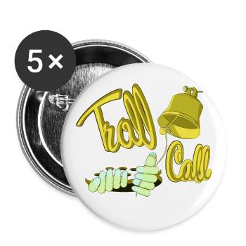 TROLL-ANRUF - Buttons groß 56 mm (5er Pack) - Weiß - Vorne