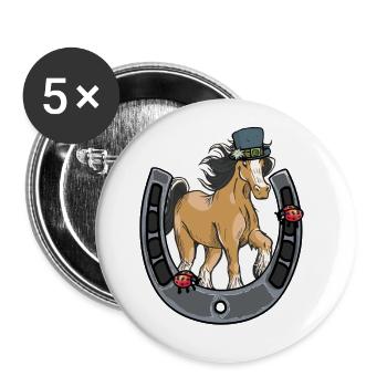 Tyrolean Horse Ladybug Horseshoe Horses Tyrol - Buttons large 2.2''/56 mm (5-pack) - white - Front