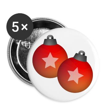 Weihnachten Kugeln Schmuck Winter Geschenk - Buttons groß 56 mm (5er Pack) - Weiß - Vorne