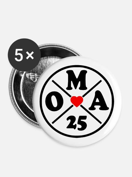 Oma 2025 - Buttons groß 56 mm (5er Pack) - Weiß
