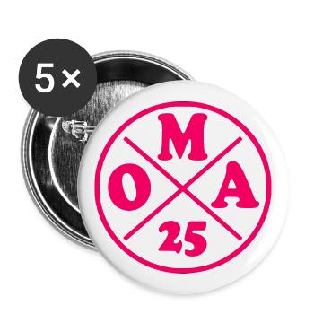 Oma 2025 - Buttons groß 56 mm (5er Pack) - Weiß - Vorne