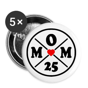 Mom 2025 - Buttons groß 56 mm (5er Pack) - Weiß - Vorne