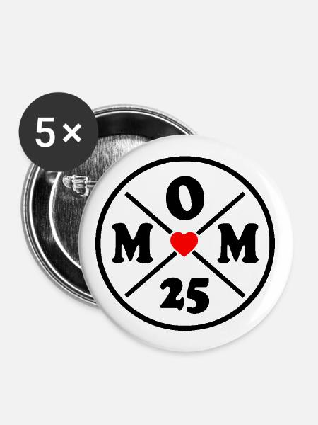 Mom 2025 - Buttons groß 56 mm (5er Pack) - Weiß