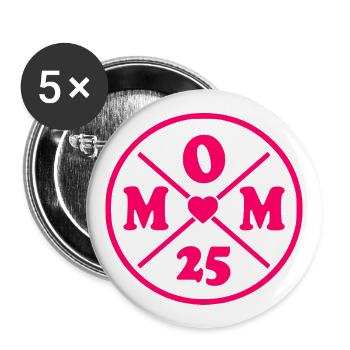 Mom 2025 - Buttons groß 56 mm (5er Pack) - Weiß - Vorne