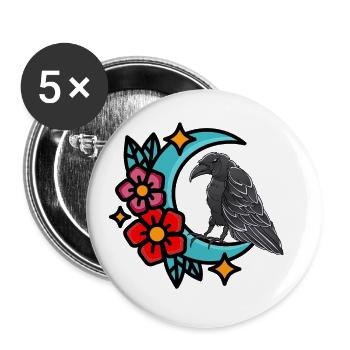 Raven Raven Crow Crows Bird Birds Halloween - Buttons large 2.2''/56 mm (5-pack) - white - Front