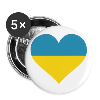 ukraine herz - Buttons groß 56 mm (5er Pack) - Weiß - Vorne