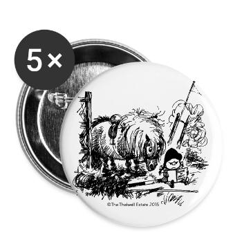 PoneyMalchance Thelwell Dessin - Lot de 5 grands badges (56 mm) - blanc - Devant