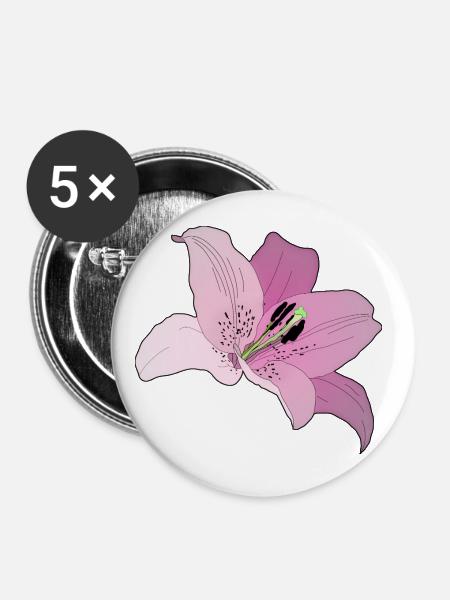 Rosa Orchidee - Buttons groß 56 mm (5er Pack) - Weiß