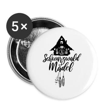 Schwarzwaldmädel - Buttons groß 56 mm (5er Pack) - Weiß - Vorne