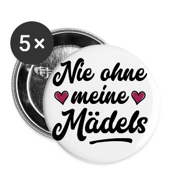 nie ohne meine mädels herz - Buttons groß 56 mm (5er Pack) - Weiß - Vorne
