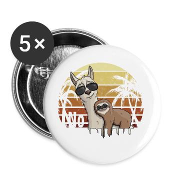 80 Retro Style No ProbLlama Paresseux sur hipster - Lot de 5 grands badges (56 mm) - blanc - Devant