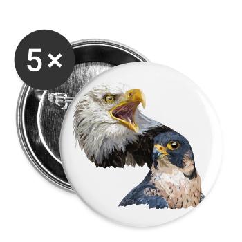 bald eagle and peregrine falcon - Buttons large 2.2''/56 mm (5-pack) - white - Front