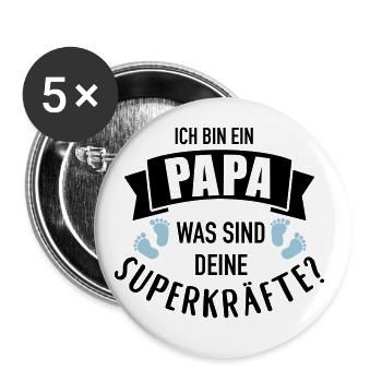 Papa - Buttons groß 56 mm (5er Pack) - Weiß - Vorne