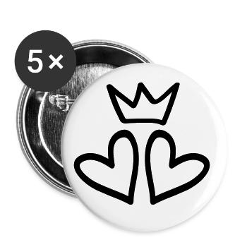 hearts crown heart couples - Buttons large 2.2''/56 mm (5-pack) - white - Front