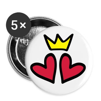 herzen krone herz liebe symbol - Buttons groß 56 mm (5er Pack) - Weiß - Vorne