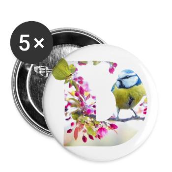 printemps oiseau papillon d - Lot de 5 grands badges (56 mm) - blanc - Devant