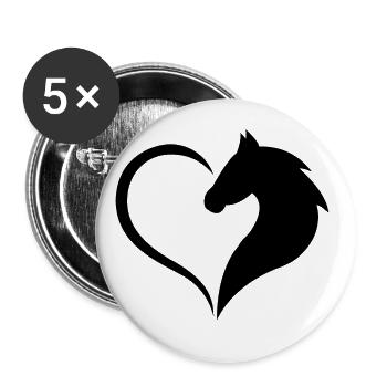 Heart Hobby Horse Sport Saddle Gift Dressage - Buttons large 2.2''/56 mm (5-pack) - white - Front