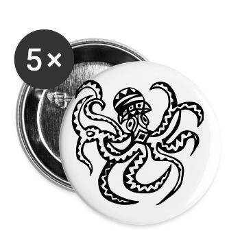 Octopus squid octopus monochrome - Buttons large 2.2''/56 mm (5-pack) - white - Front