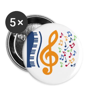 Cadeau de pianiste de piano d'orchestre de musicien de mélodie - Lot de 5 grands badges (56 mm) - blanc - Devant