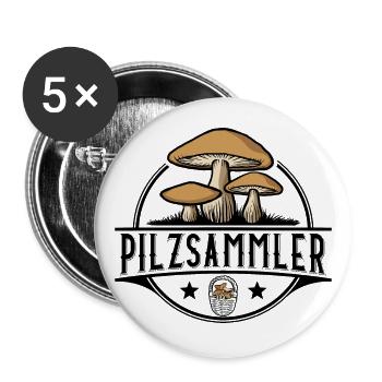 PILZSAMMLER PILZE SUCHEN PILZJÄGER - Buttons groß 56 mm (5er Pack) - Weiß - Vorne