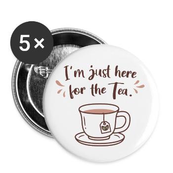 I'm Just Here For the Tea Doodle - Buttons large 2.2''/56 mm (5-pack) - white - Front