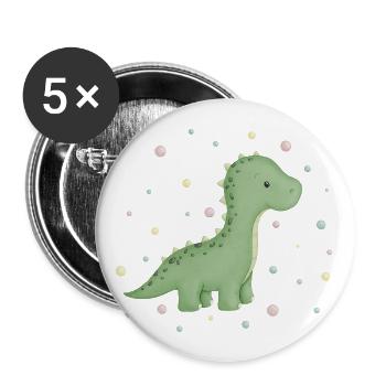 cute dino with points - Buttons large 2.2''/56 mm (5-pack) - white - Front