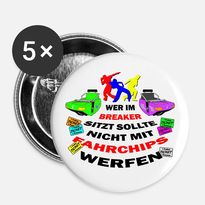 Wer im BREAKER sitzt... - Buttons groß 56 mm (5er Pack) - Weiß