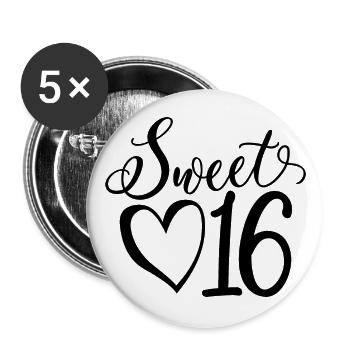 Sweet Sixteen Mignon cadeau de 16 ans - Lot de 5 grands badges (56 mm) - blanc - Devant