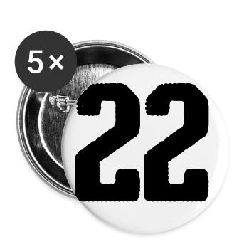 22 Zahl Trikot - Buttons groß 56 mm (5er Pack) - Weiß - Vorne