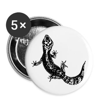 Leopardgecko / Gecko - Buttons groß 56 mm (5er Pack) - Weiß - Vorne