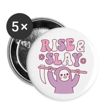 Süßer Sensenmann Rise And Slay Funny Retro - Buttons groß 56 mm (5er Pack) - Weiß - Vorne