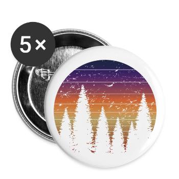 Retro Forest Mountains Randonnée Aventure en plein air - Lot de 5 grands badges (56 mm) - blanc - Devant