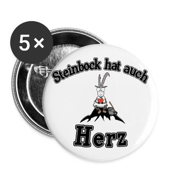 Sternzeichen Steinbock hat Herz - Buttons groß 56 mm (5er Pack) - Weiß - Vorne