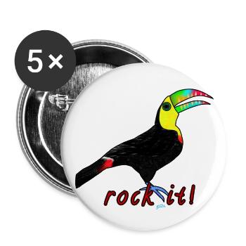 Tucan le rock! Deux peuvent le bercer! Créer ensemble - Lot de 5 grands badges (56 mm) - blanc - Devant